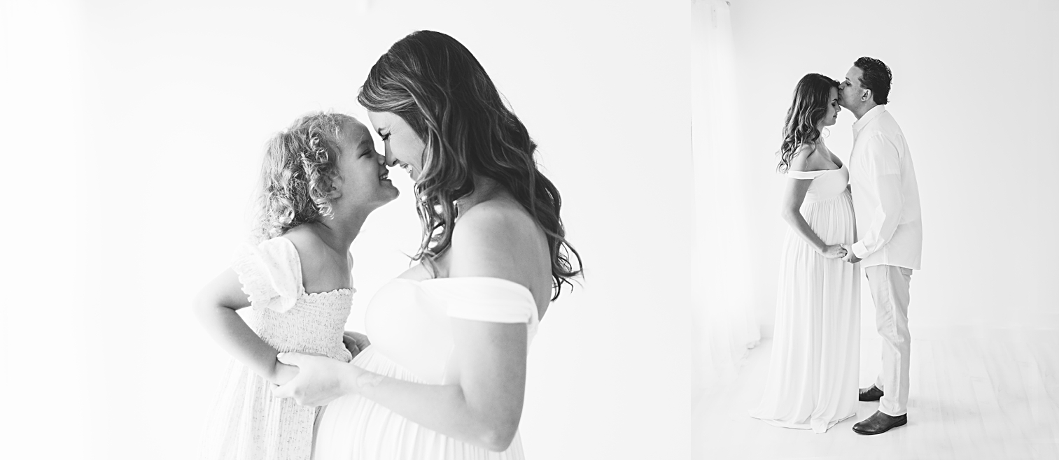 studio maternity photography in black and white photographed in charlotte nc by amanda mcquade